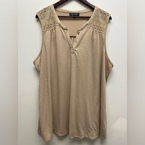 4 for $25 🤍 Lily Morgan Tan Lace Shoulder Sleeveless Top 🤍 - 3X